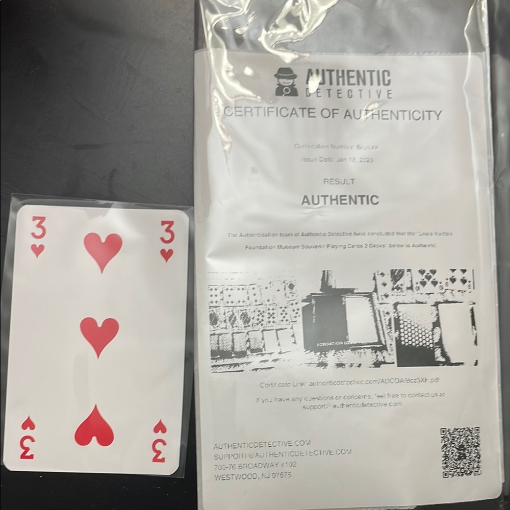 Louis Vuitton Red and White Card Game featuring Three of Hearts